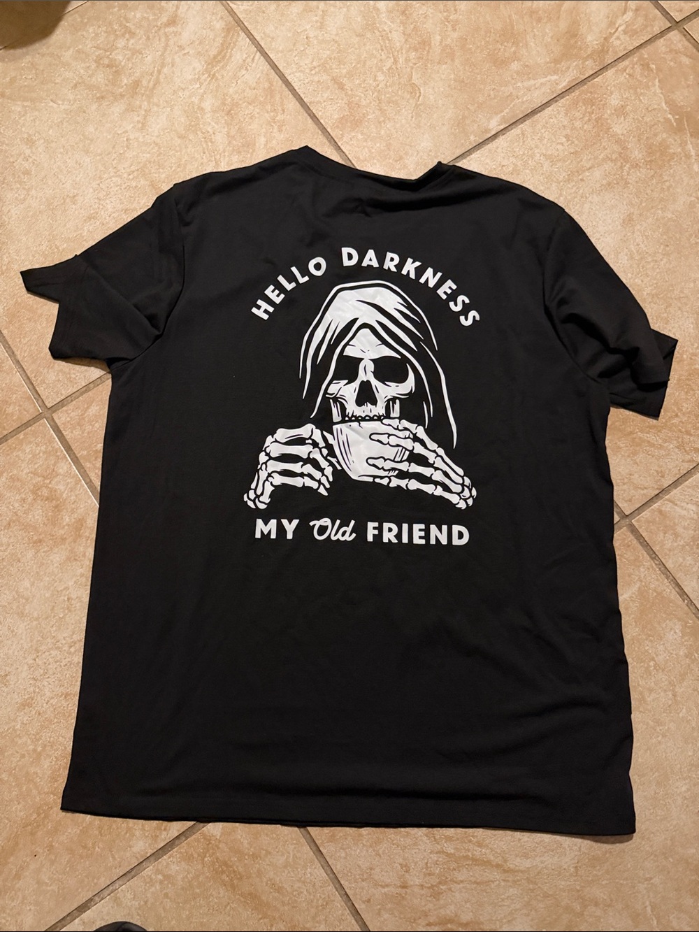 SHEIN Black Short-Sleeve Graphic Tee with White Skeleton Print
